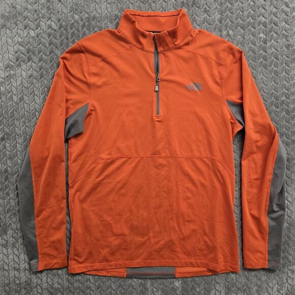 The North Face ¼ Zip Shirt Men M Long Sleeve‎ Lightweight Orange Gray Pullover - Picture 1 of 10